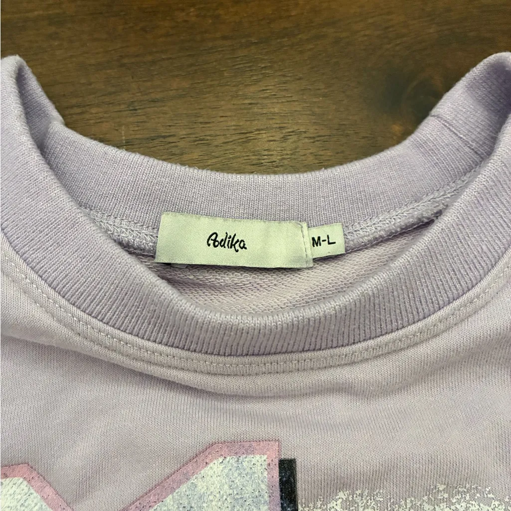 Adika Graphic Crewneck Sweatshirt Women’s Medium Large Purple Racing Champion - Image 2