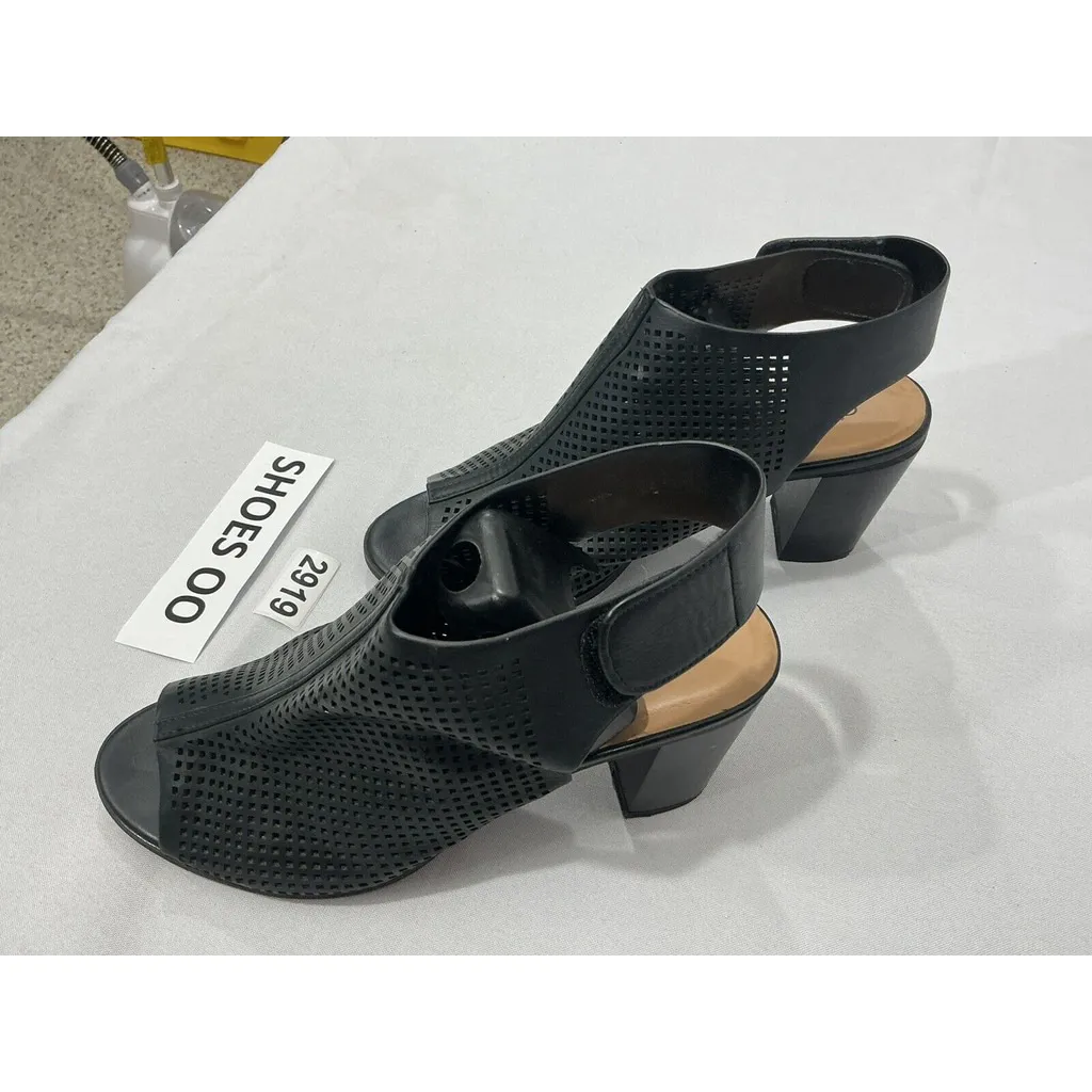 Womans City Classified Size 9 Black Faux Leather Peep Toe Sling Back Heel Shoes - Image 3