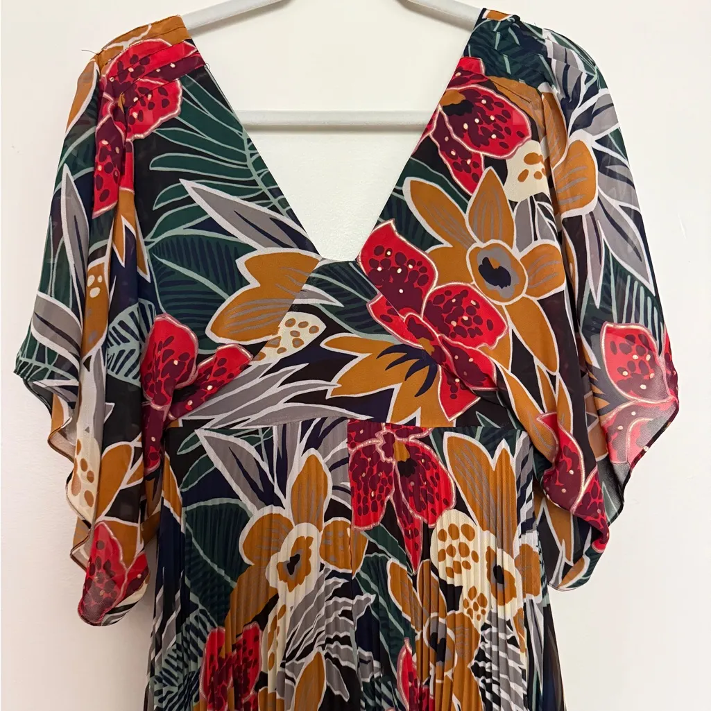 Club Monaco Zorbina Pleated Floral Midi Dress - Image 8