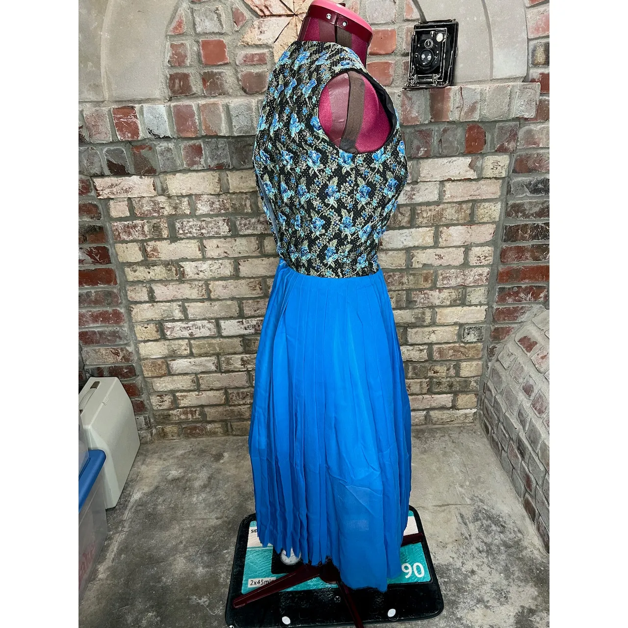 Dress formal midi dress blue green sheer skirt balletcore Size XL - Image 9