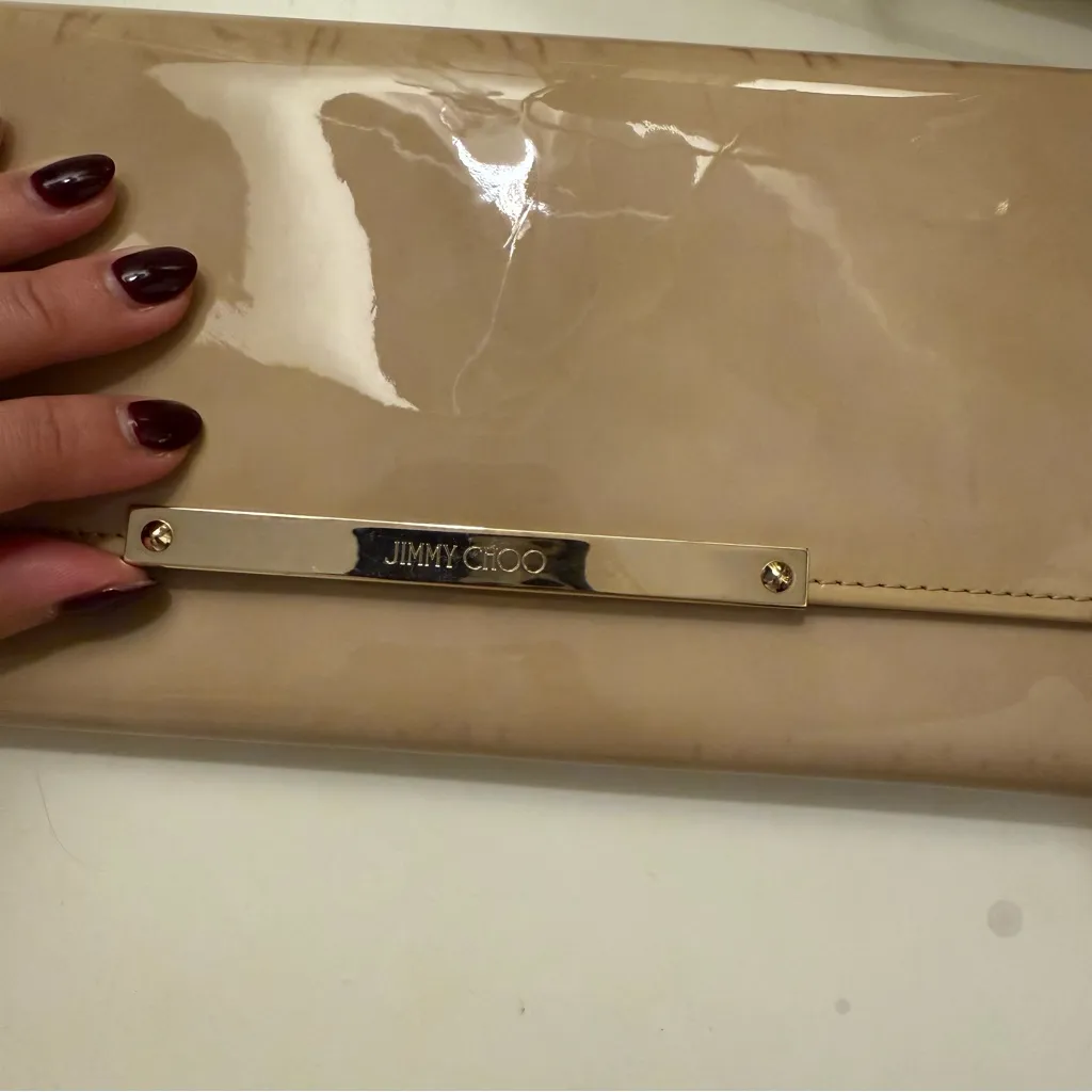 Jimmy Choo Tan Patent Leather Clutch - Image 3
