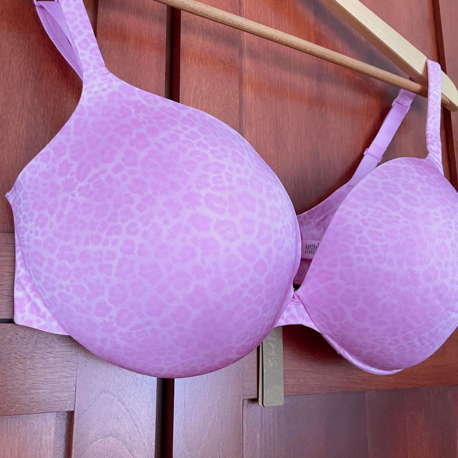 Skims Ultimate Push Up Plunge Bra Bubblegum Leopard Print Pink Size 36DD NEW - Image 3