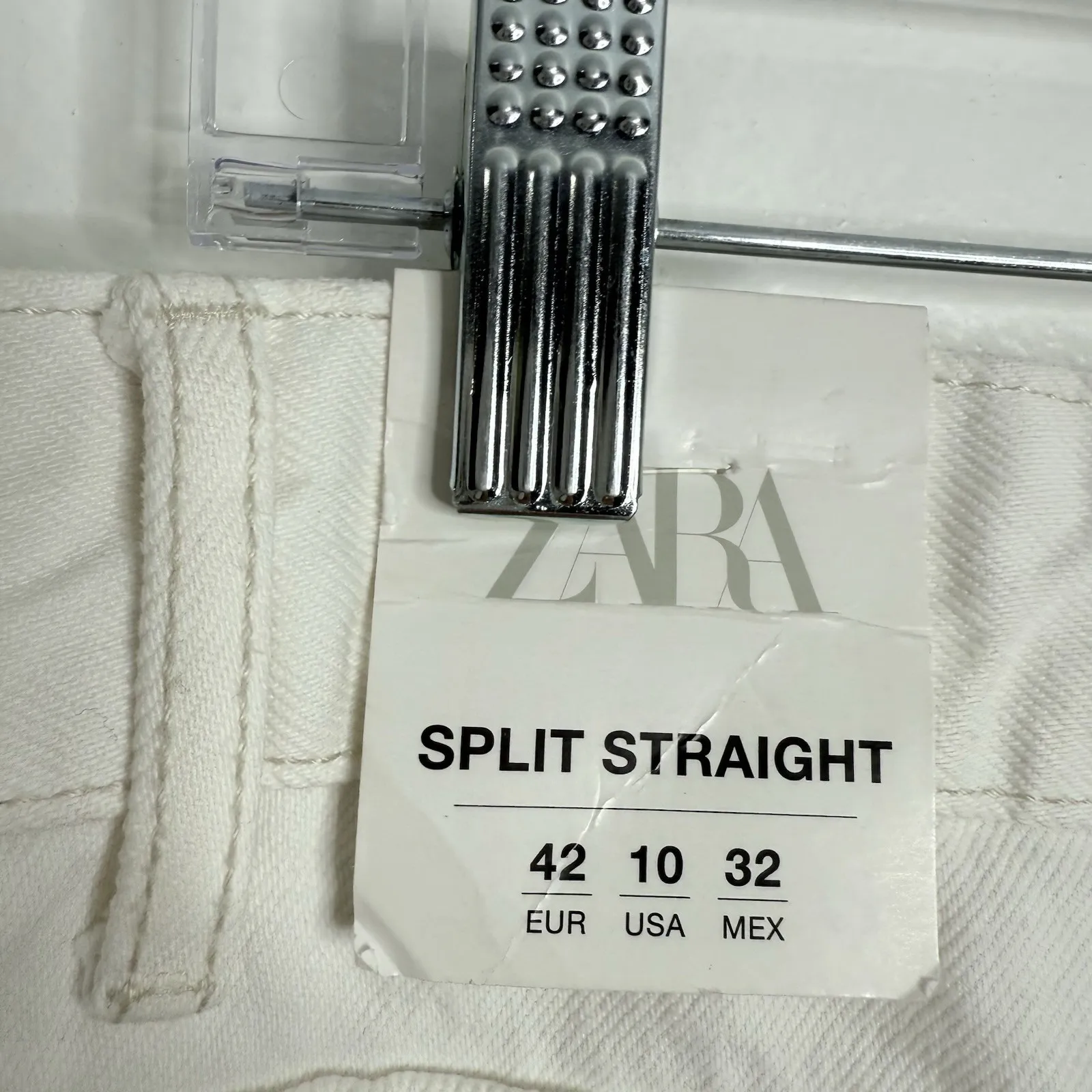 NWT Zara Split Straight Jeans In Off White Size 10‎ - Image 5