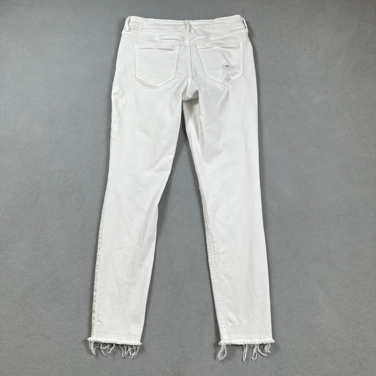 Old Navy Jeans Women White Rockstar Super Skinny Ankle Ripped Distressed Raw Hem - Image 2
