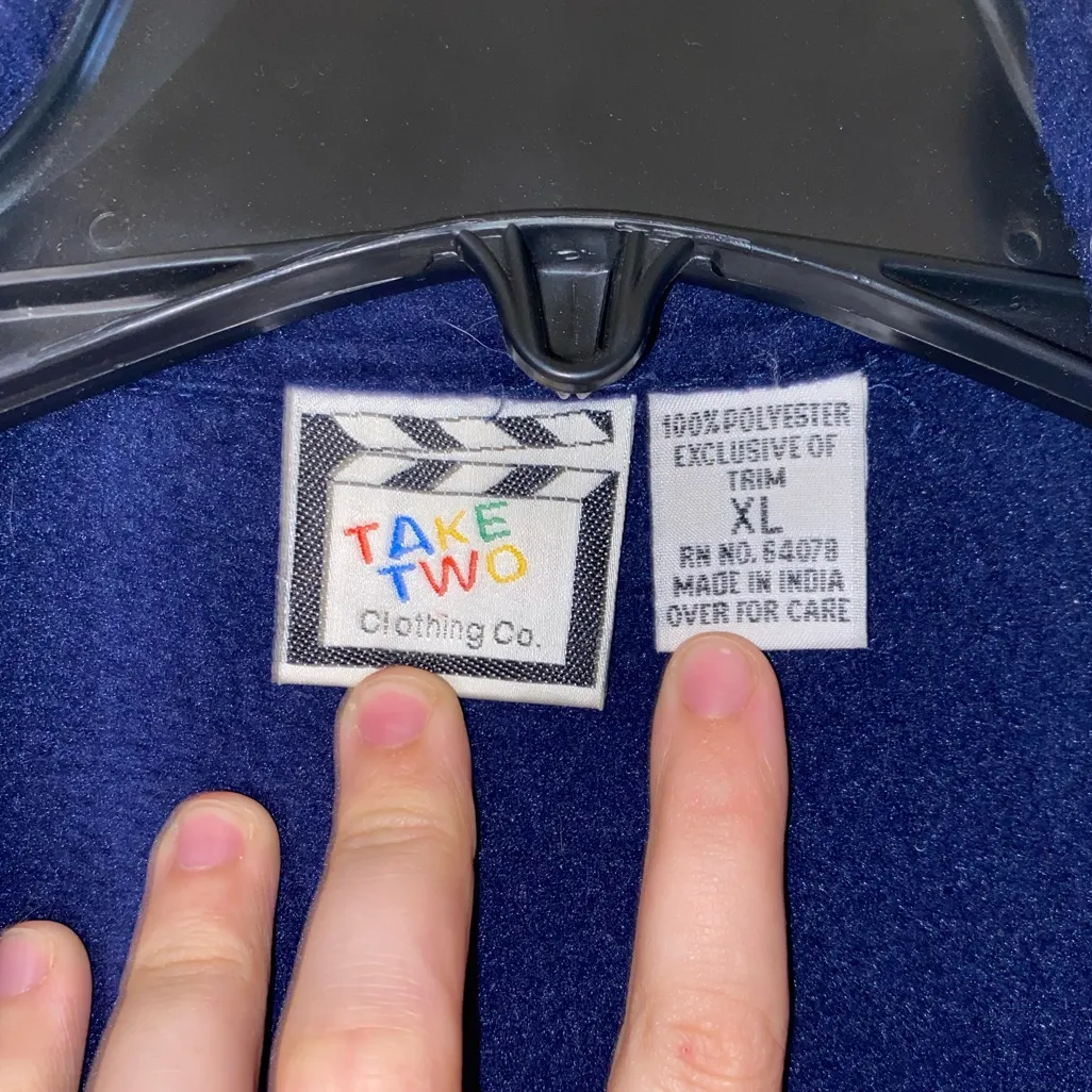 Vintage Take Two Dog Fleece Jacket Large Womens Western Grandma Blue Button - Image 7