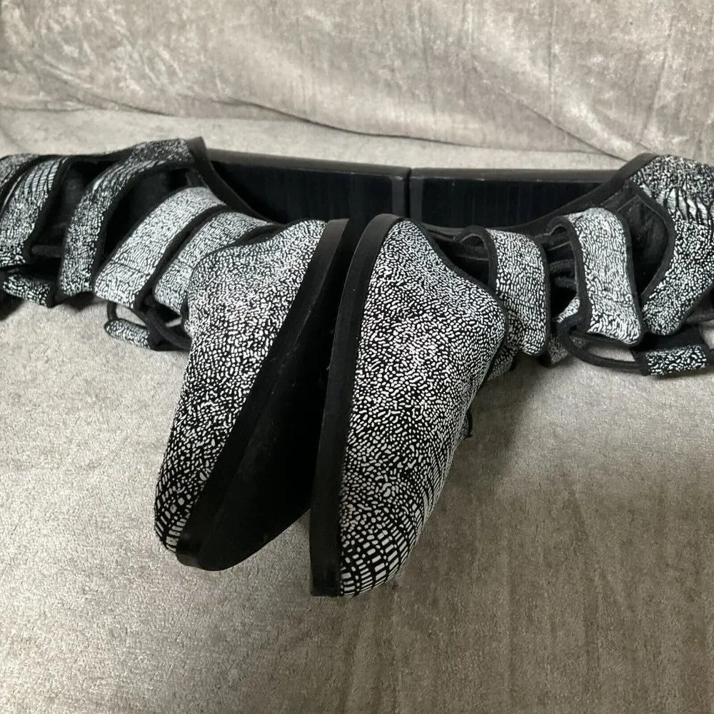 Senso Taffy Ice Lizard Lace Up Heeled Bootie Shoes Pointy Toe Sexy 36 US 6 Party Black - Image 6