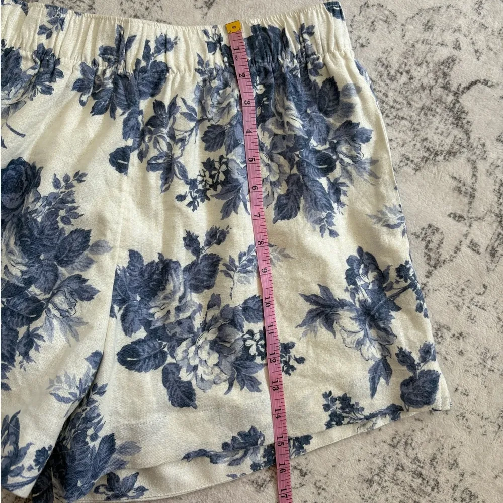 Abercrombie & Fitch Linen Blend Pull On Shorts Blue Floral NWT Size Medium Beach - Image 10