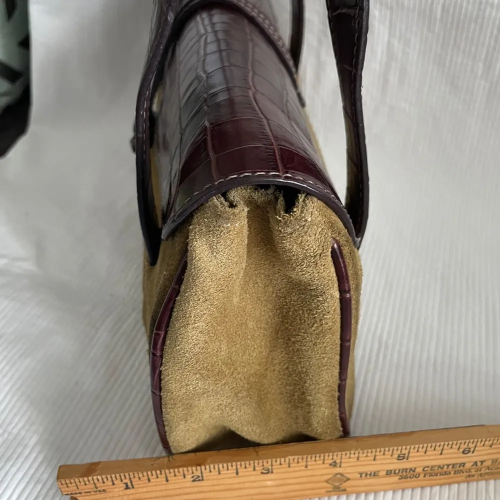 Equipage brand of Paris Olive & Brown Suede Small Handbag - Image 4