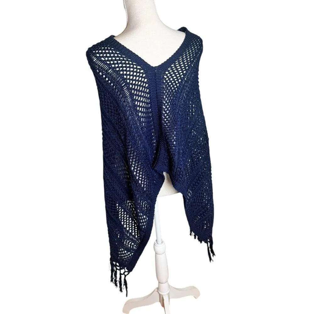 Lily Pulitzer 100% Cotton Viala Sweater Wrap, One Size, Navy - Image 4