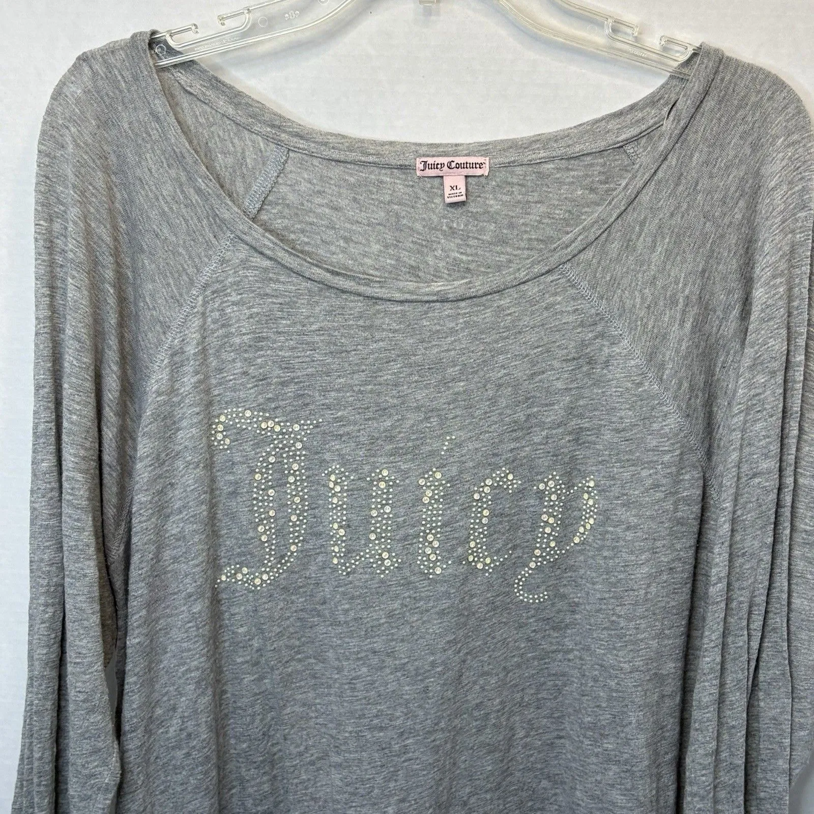 Juicy Couture Women Drawcord Boatneck Pullover Size XL Gray Long Sleeves - Image 2