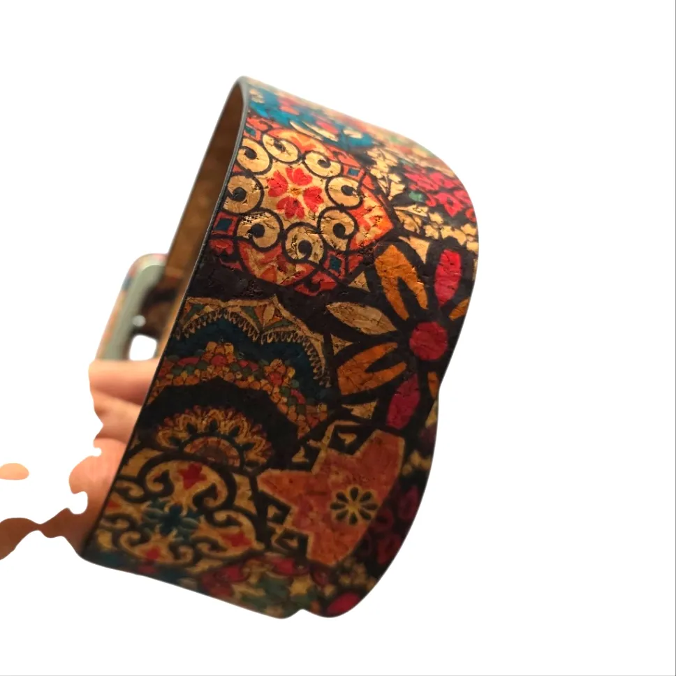 Fashion Vintage Style Belt Faux Leather Cork Material‎ Western Bohemian Tan Size L - Image 4