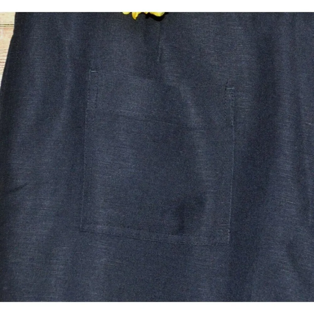 Larry Levine Black Cropped Ankle Linen Blend Pants Size 16 Casual Cargo Pocket - Image 6