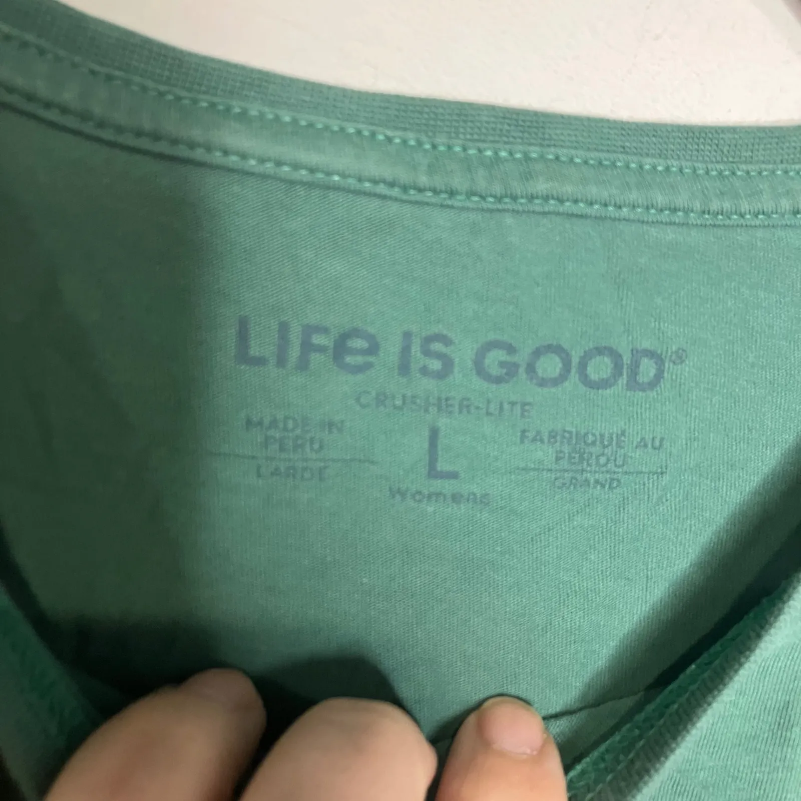 Life is good crusher lite tee green dog on boardwalk 100% cotton women's large - Image 3