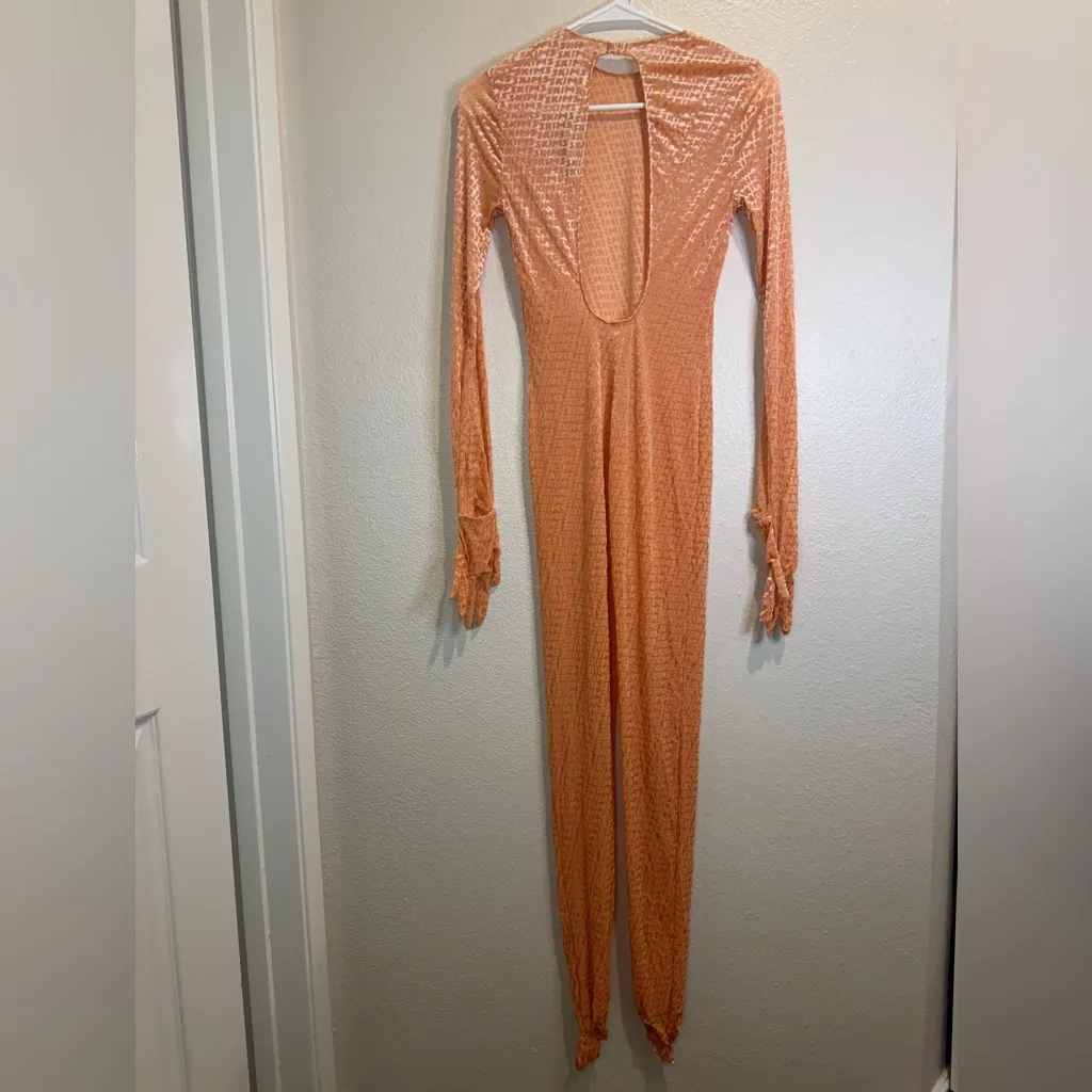 SKIMS by Kim Kardashian Logo Velvet Full Bodysuit Onesie With Gloves‎ NWT Size M - Image 13