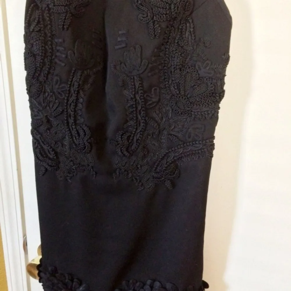 Vera Wang wool & silk embroidered passementerie heavy embellished low back dress - Image 4