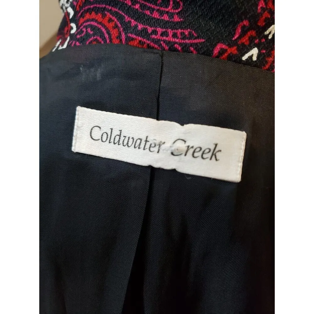 Coldwater Creek Women's Red & Black Cotton Long Sleeve Cropped Jacket Blazer 10 - Image 6