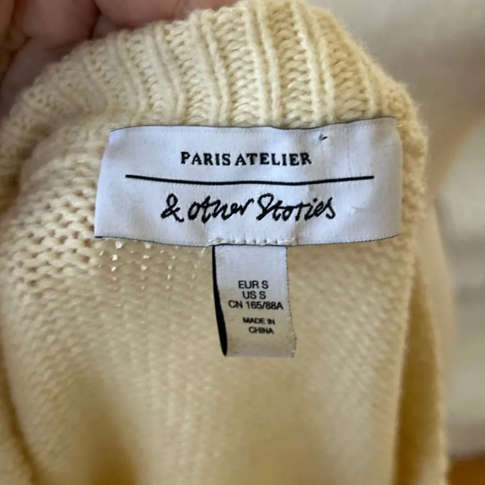 &Other Stories Cream White Knit Floral Embroidered Crewneck Sweater - Image 6