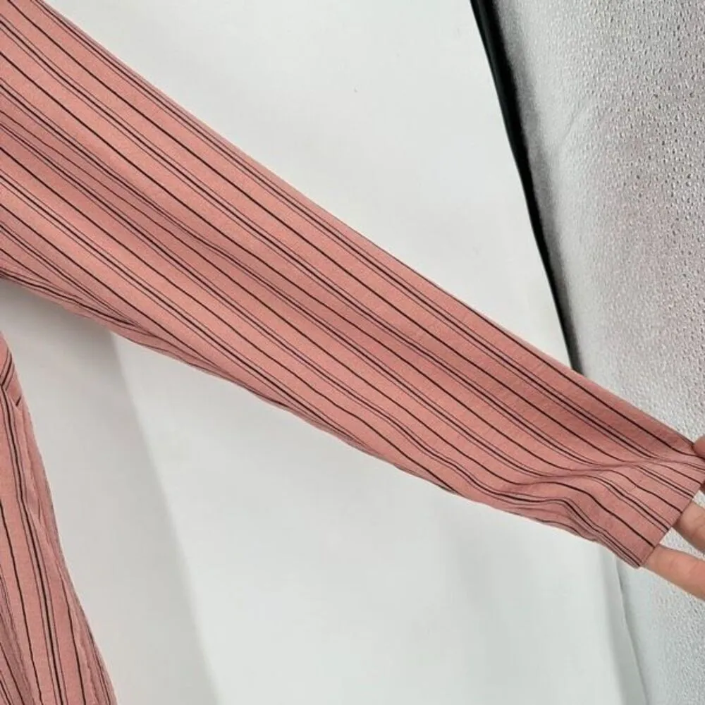 Topshop Women's Striped Collared Long Sleeve Satin Shirt Dress Pink Black Size 4 - Image 6