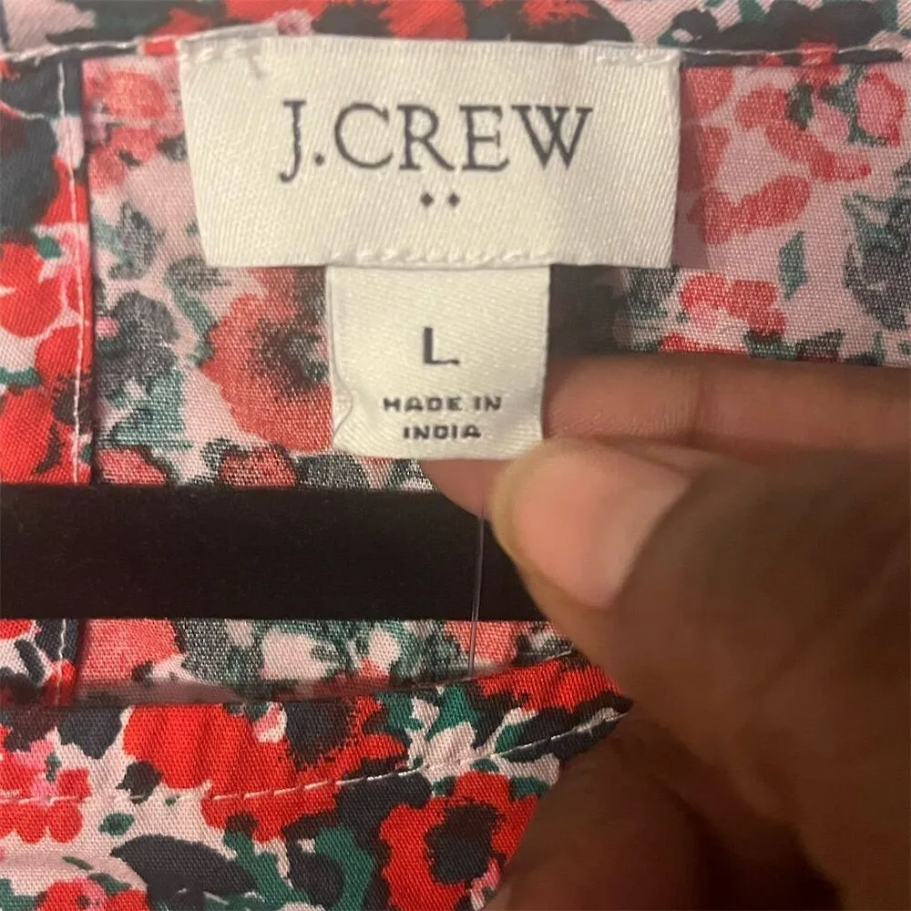 J. Crew Floral Cotton Blend Poplin Long Sleeve Ruffle Top‎ L NWT - Image 4