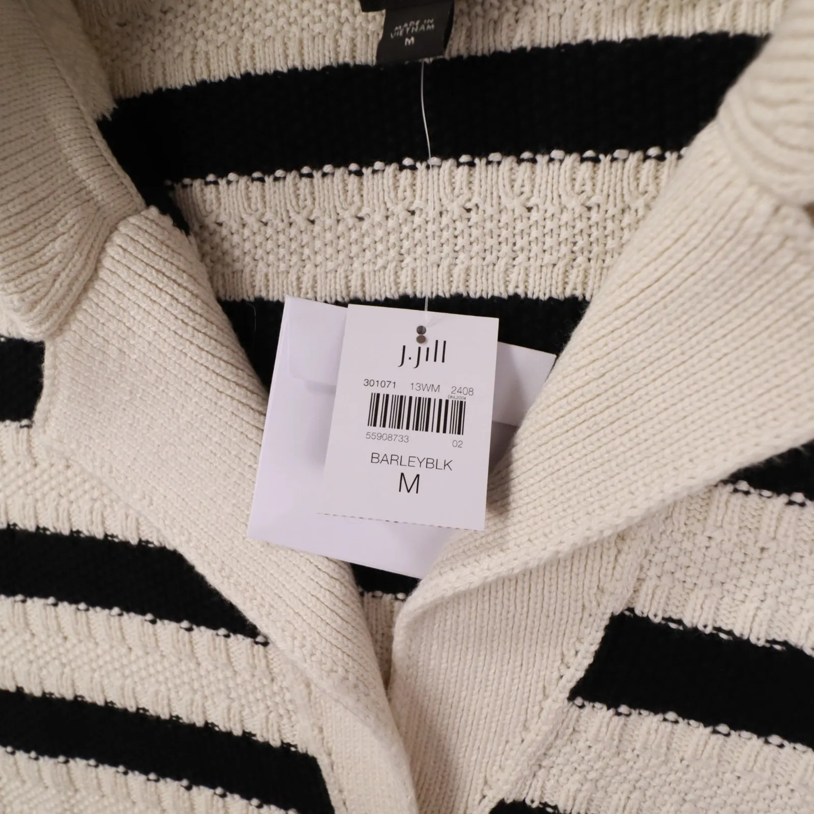J.Jill Wearever Collection Ivory Black Striped Button Cardigan Womens Medium NWT - Image 8