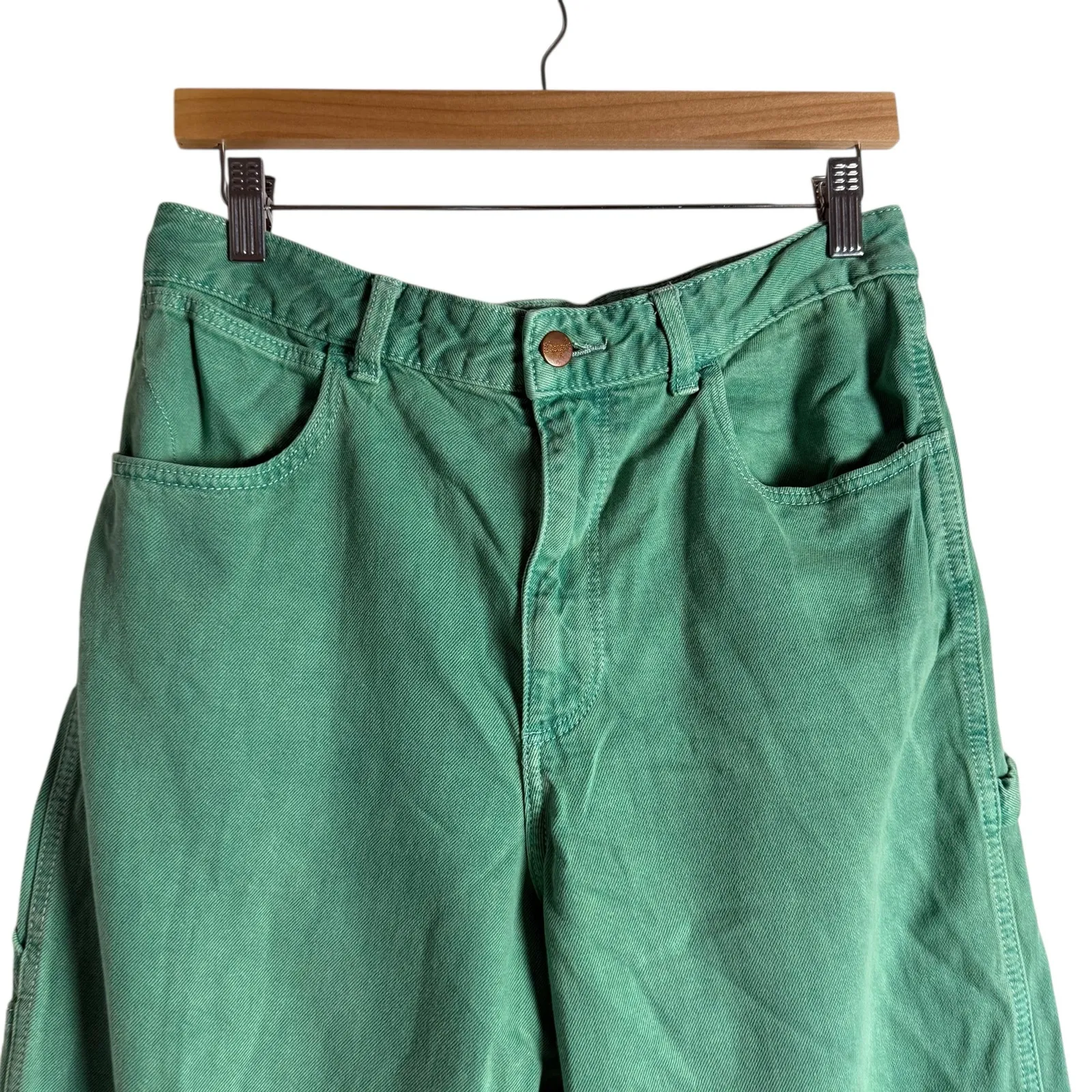 Wrangler Casey Jones Green Denim High Rise Straight Leg Carpenter Jeans Size 30 - Image 7