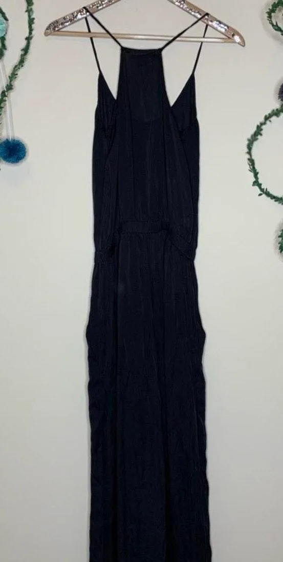 Black Silk Wide Leg Jumpsuit - Image 4