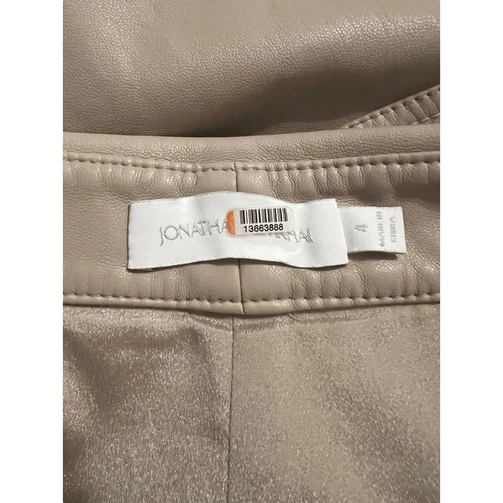 Jonathan Simkhai Faux Leather Lined Pants Khaki Sash Size 4 READ - Image 9