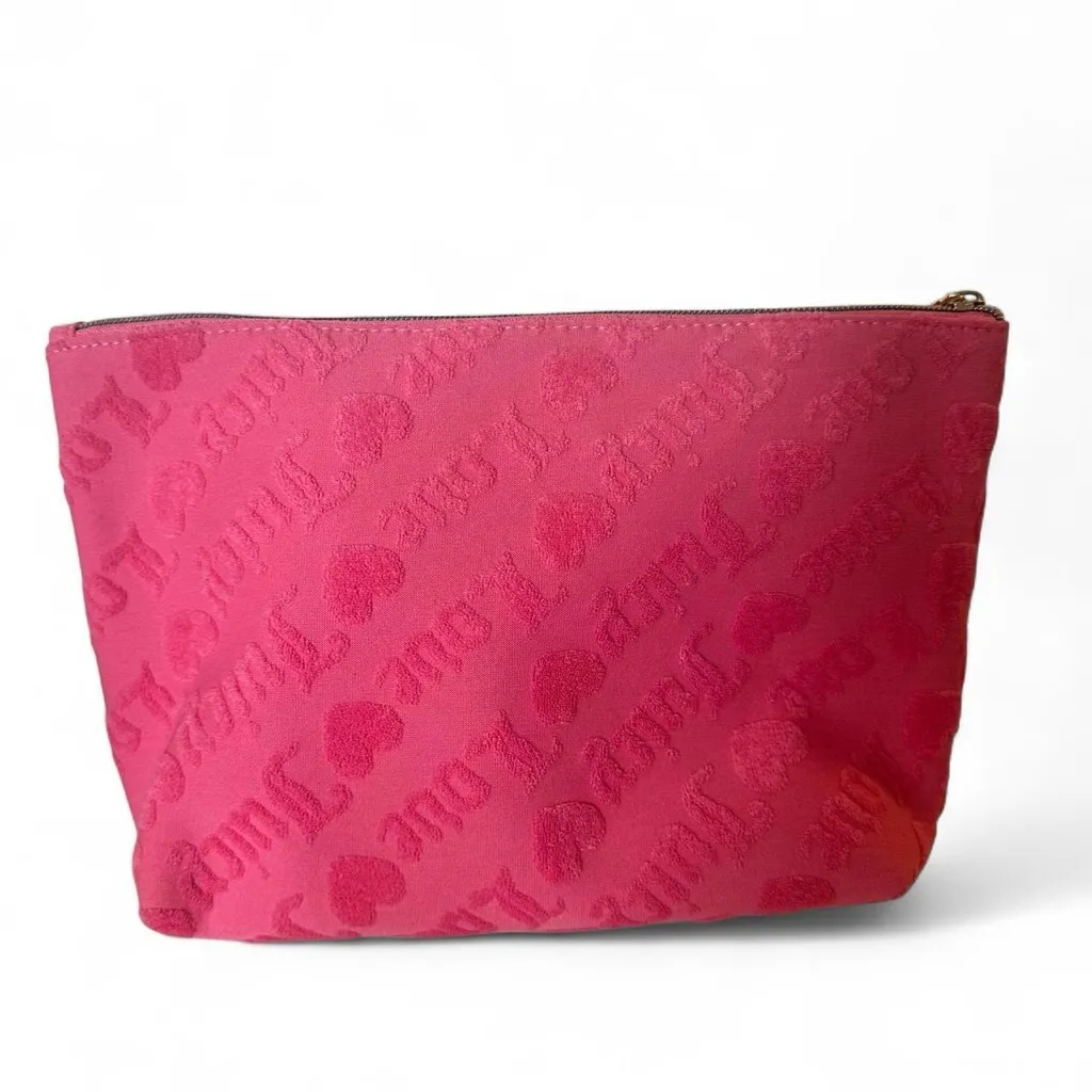 Juicy Couture Pink Velvet Love Travel Cosmetic Makeup Bag  & Mini Bottle - Image 2
