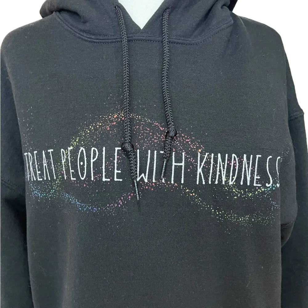 Treat People with Kindness Black Hooded Sweatshirt Women’s Size Medium - Image 3