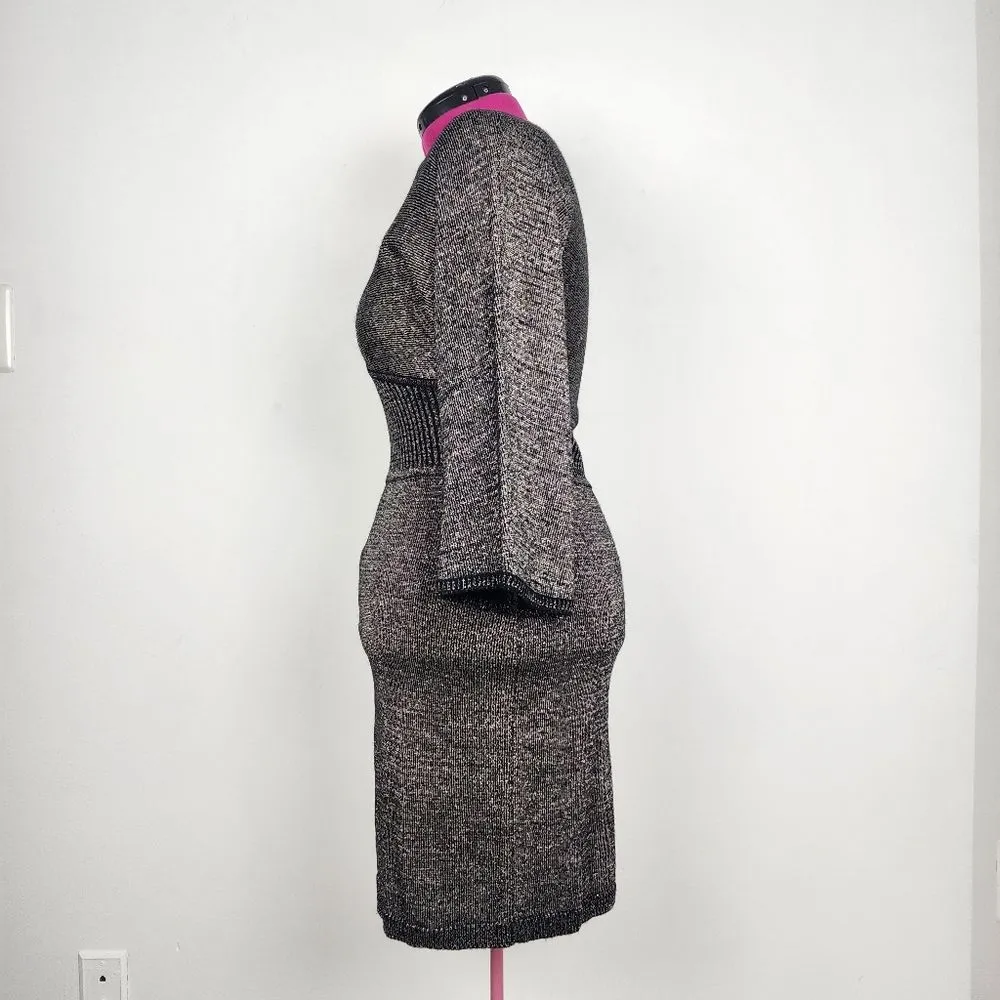 Marc New York Andrew Marc Metallic Dress Kimono Bodycon Knit Stretchy Shimmer M - Image 11