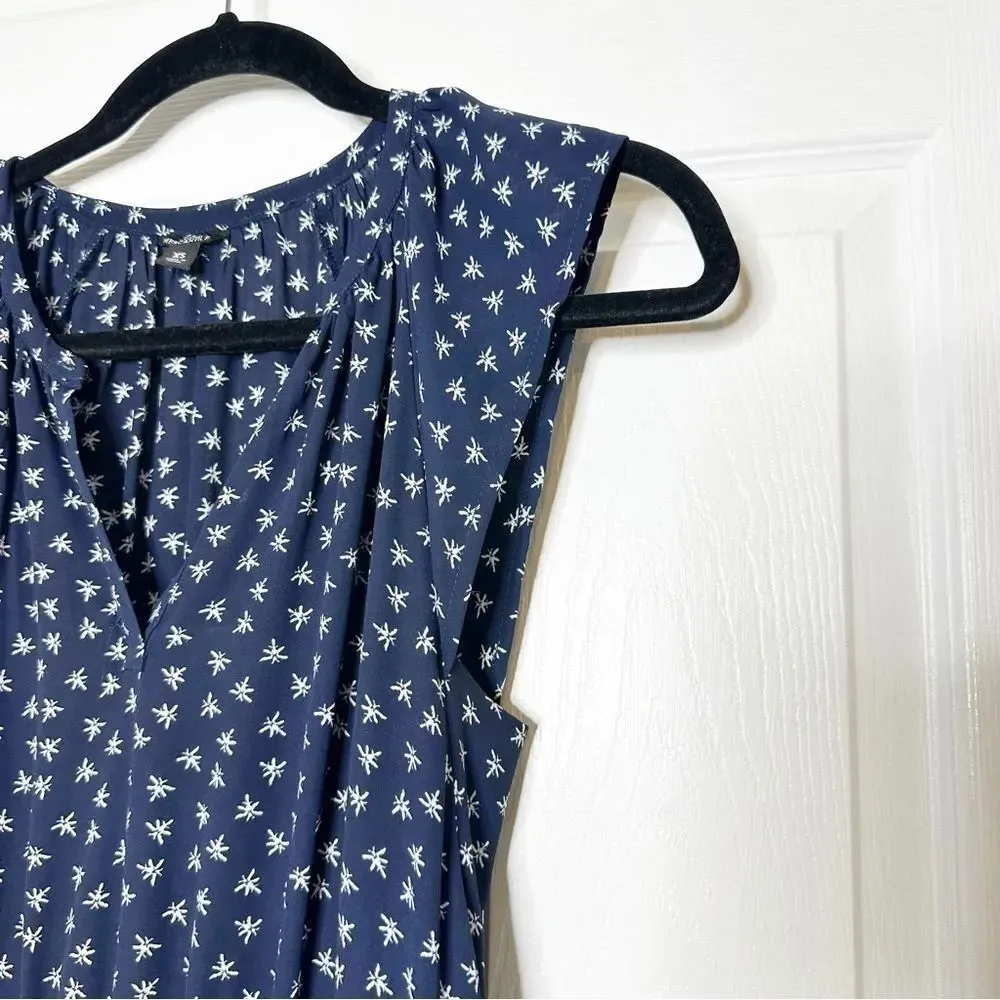 J. CREW Navy Midi Dress Navy White Dragonfly‎ Cap Sleeve Size XS - Image 7