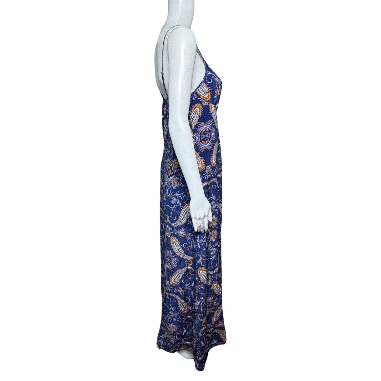 Yumi Kim Dress Womens Medium Blue Multicolor Paisley Maxi Dress‎ Silk Colorful - Image 2