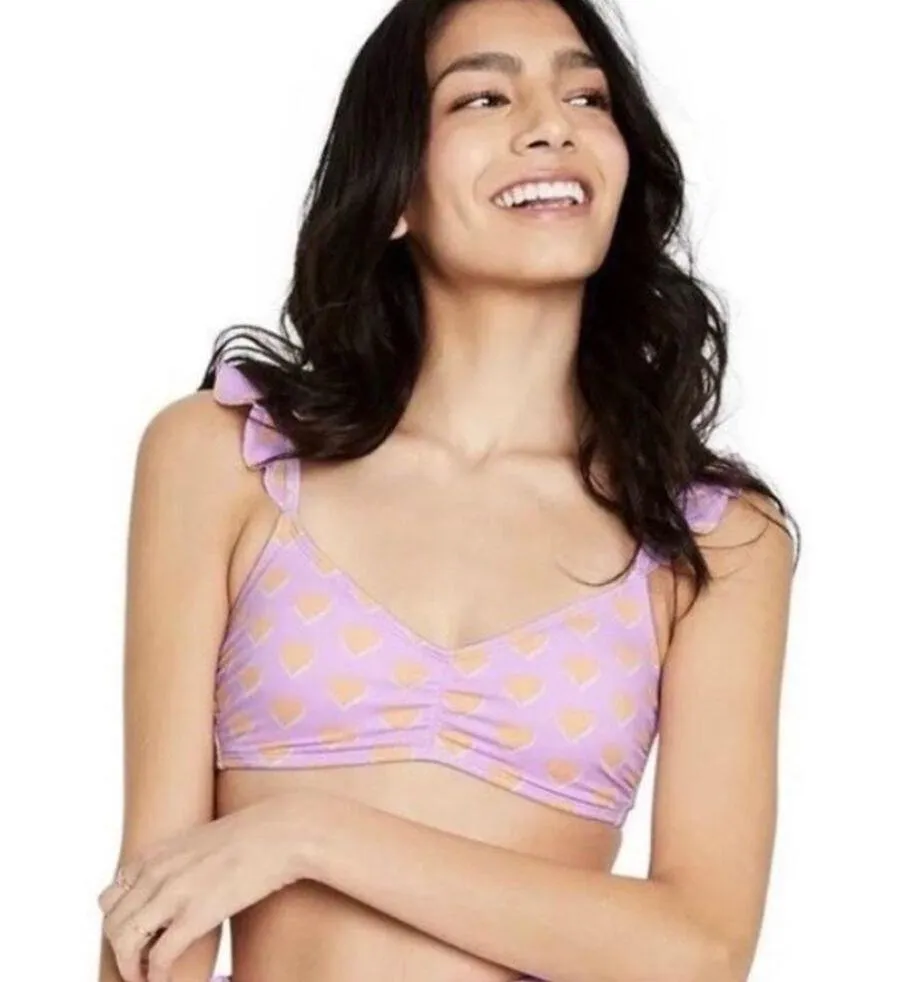 Lilac Heart Flutter Ruffle strap bikini swim top D/DD D DD - Image 3