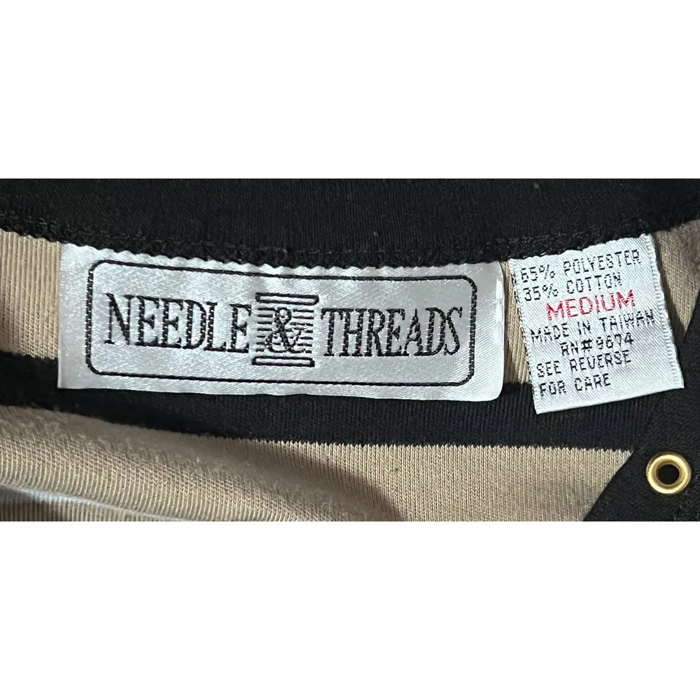 Needle & Threads Tan Burgundy Black Cream‎ Embroidered Animal Print Top Size M Size M - Image 3