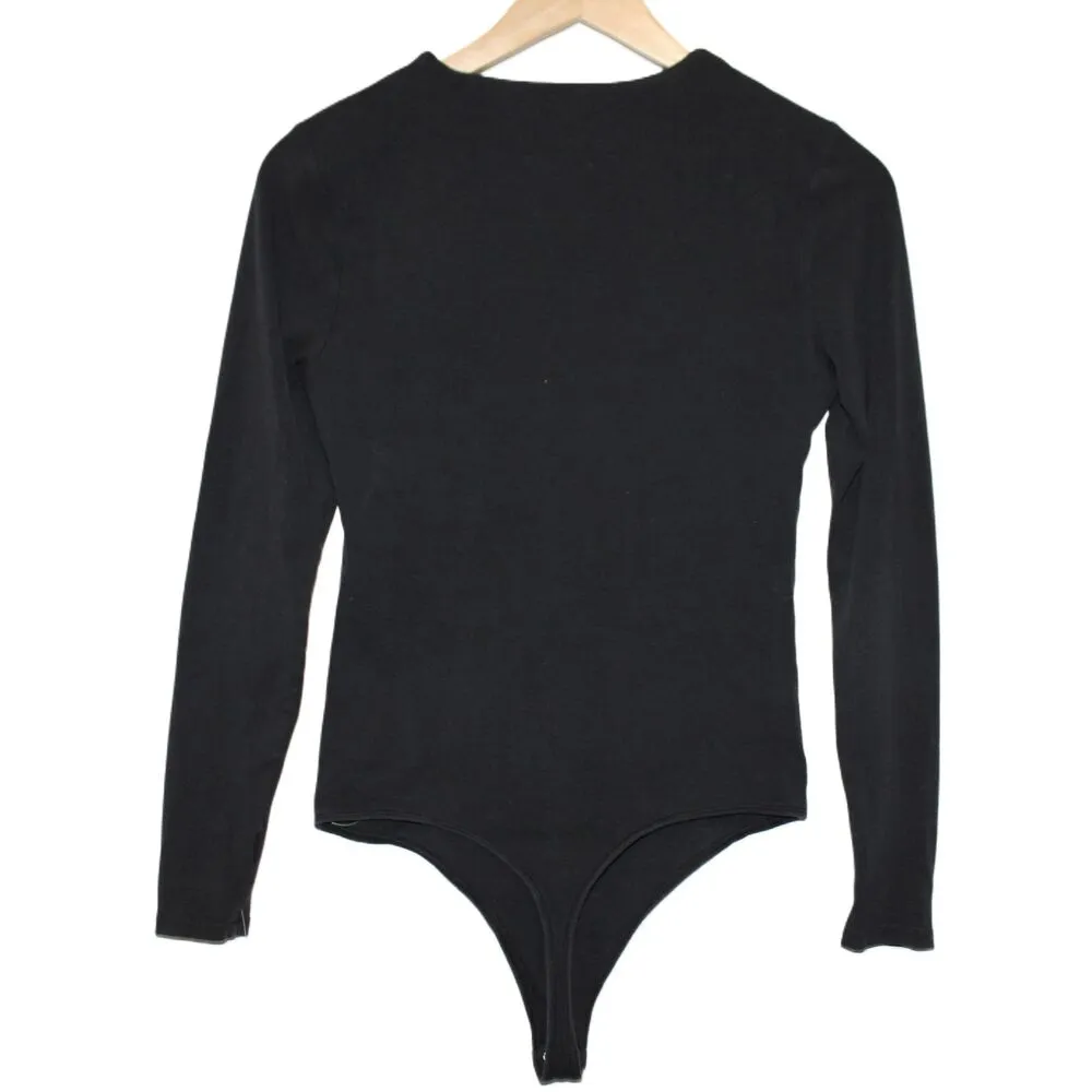 Womens Abercrombie & Fitch Soft A&F Black Crew Neck Long Sleeve Bodysuit Size S - Image 2