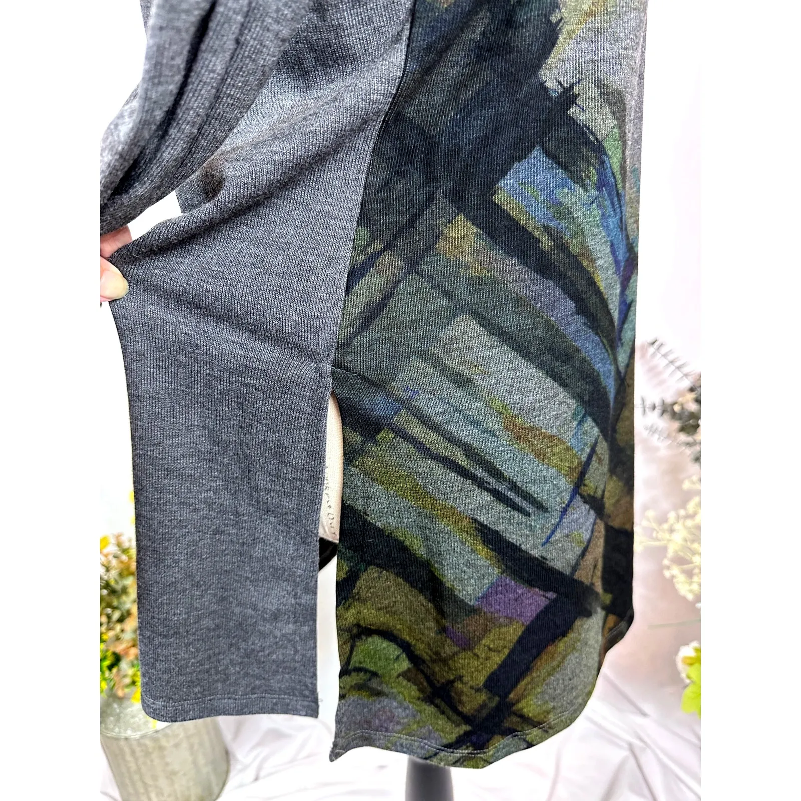 Vintage Go Couture Abstract Sweater V-neck Boho Lightweight XL - Image 6