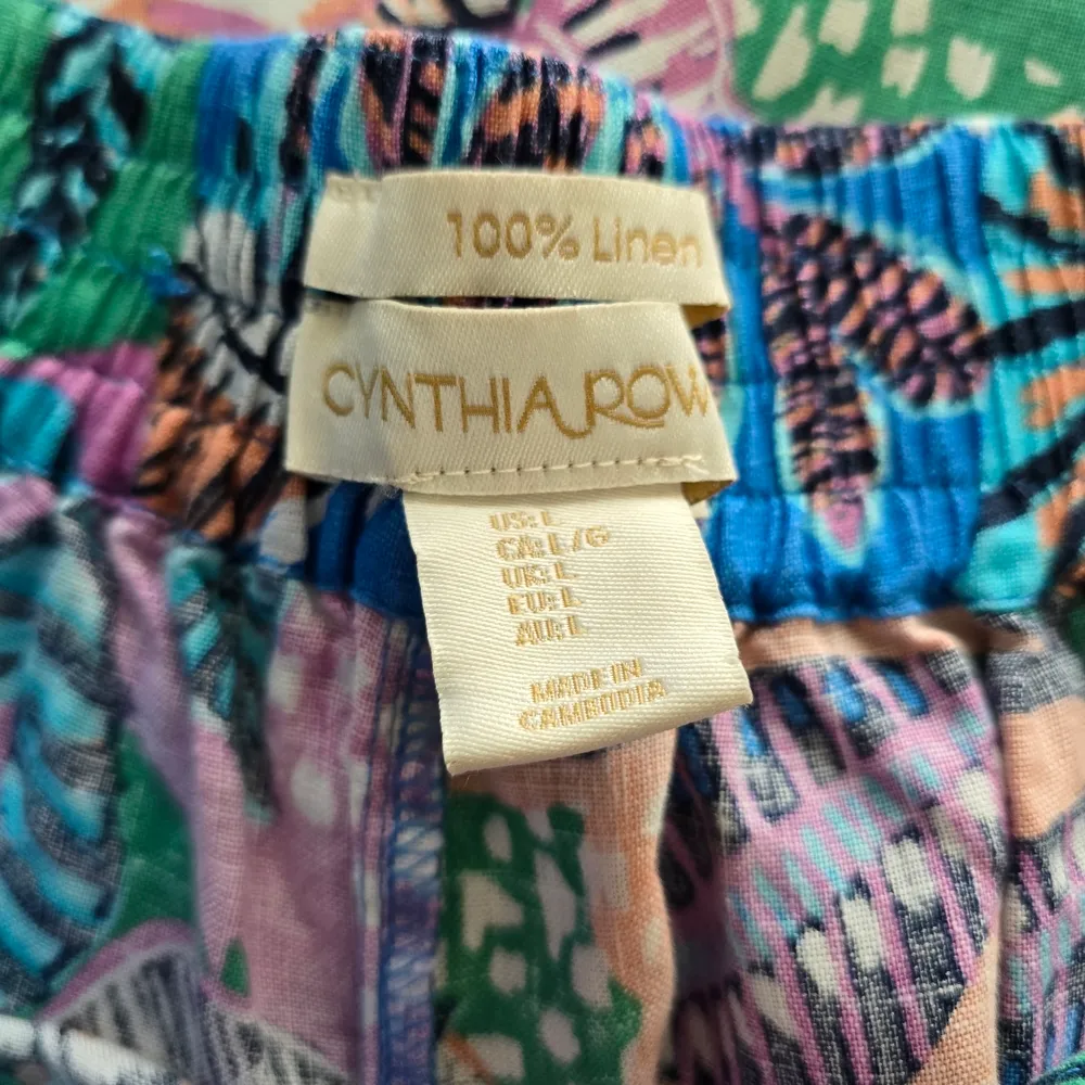 Cynthia Rowley Tropical Leaf Print Cropped Linen Pants Size Large - Image 6