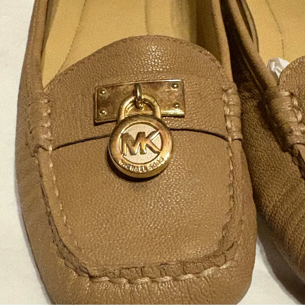Michael Kors Hamilton Leather Loafers Sz 6.5 Brown British Tan Logo Driving Shoe - Image 2