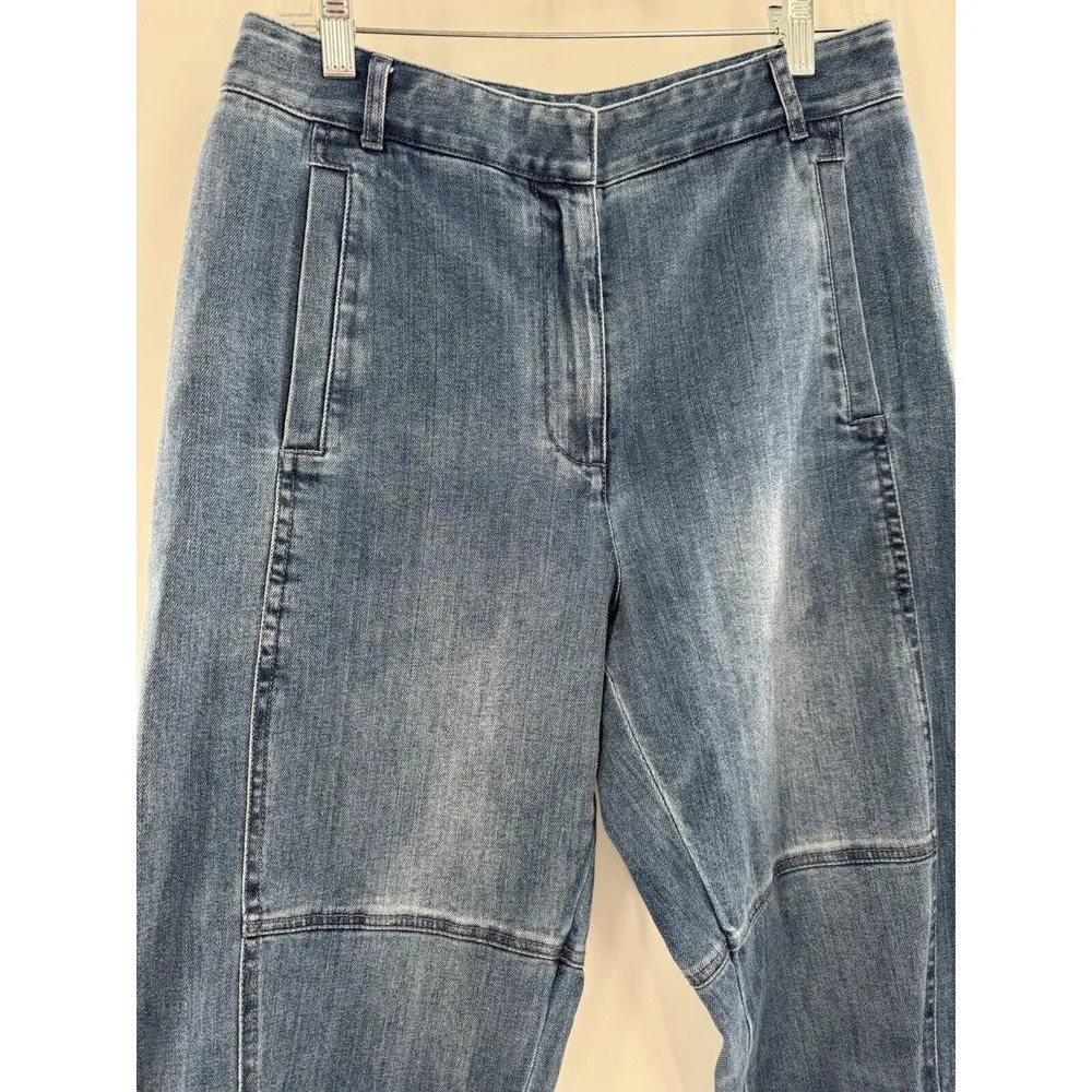 Tibi Jeans Size 6 Vintage Stone Slouchy Rouched Blue Cropped Denim Pants Women’s - Image 8