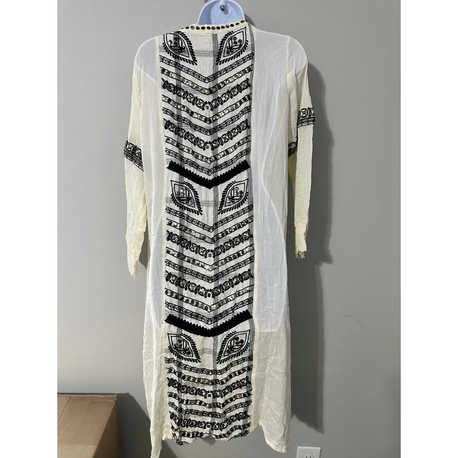 MUCHE Muchette Embellished Open Front Cardigan Duster Bohemian Festival Women OS Black Size 00 - Image 4