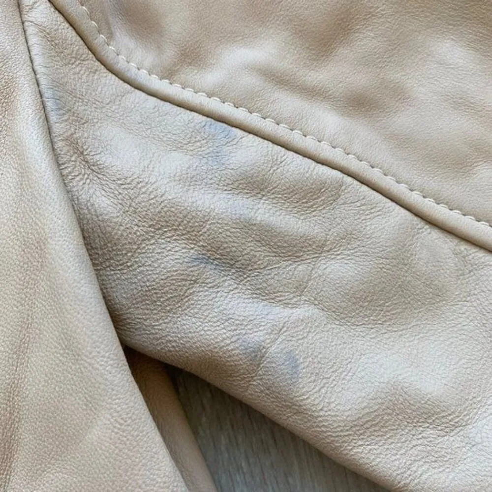 NWT All Saints Cole Biker Leather Jacket Sand Brown Sz 2 - Image 11