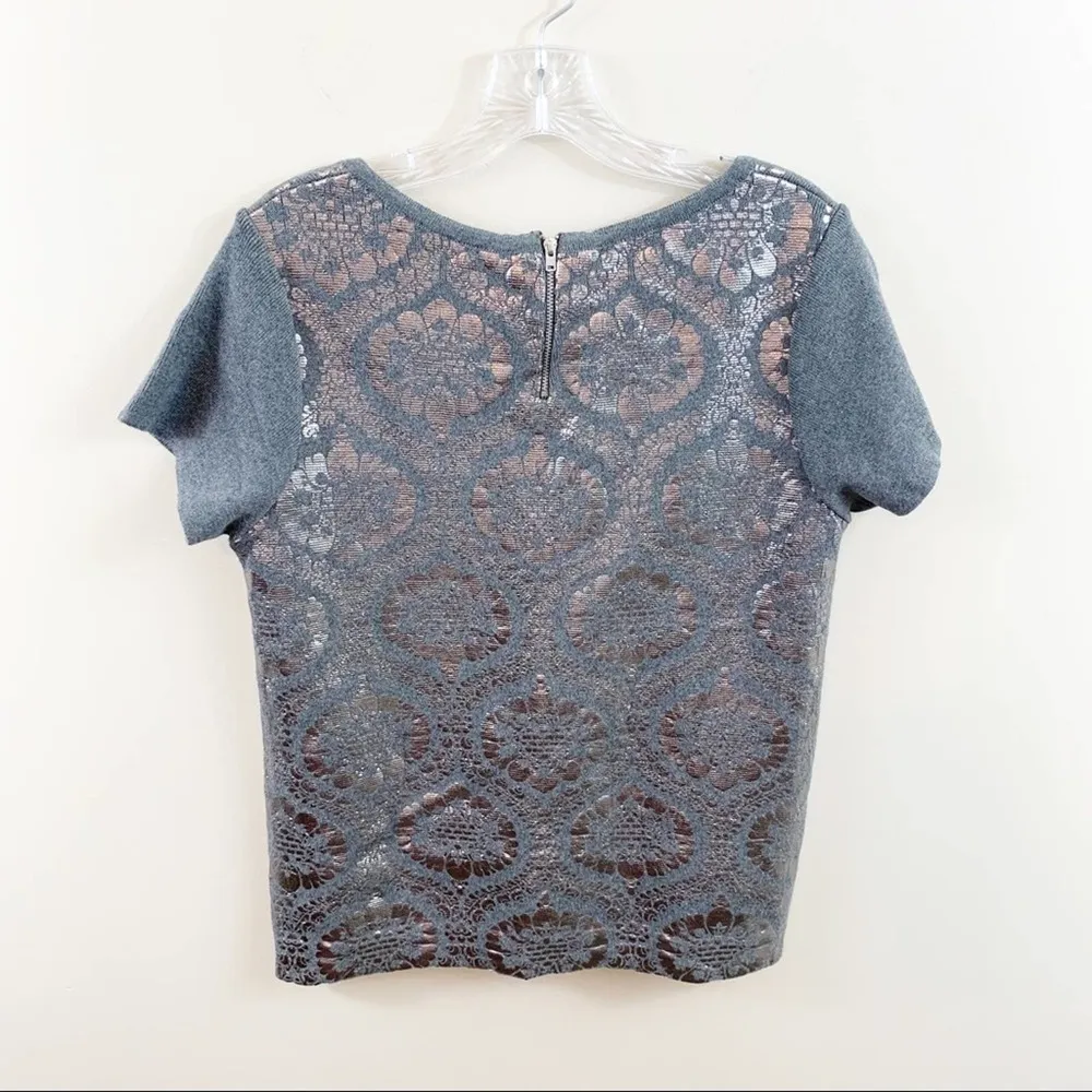 Anthropologie Moth Drawstring Room Pullover Gray Short Sleeve Sweater - Image 6