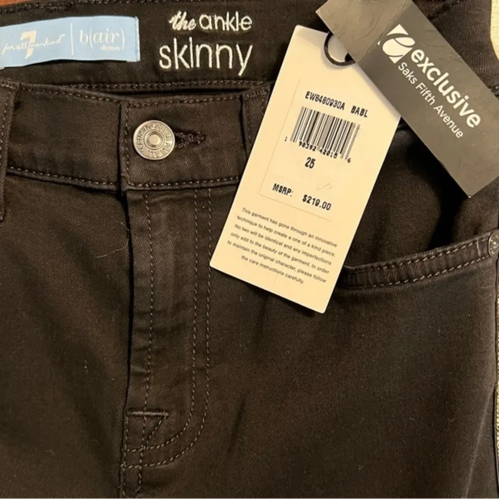 7 for All Mankind B(air) Skinny Jeans 25 Black Gold Side Striped NWT - Image 15