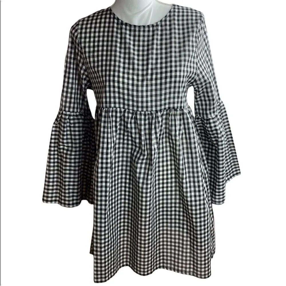 Urban renewal gingham plaid oversized mini dress L - Image 4