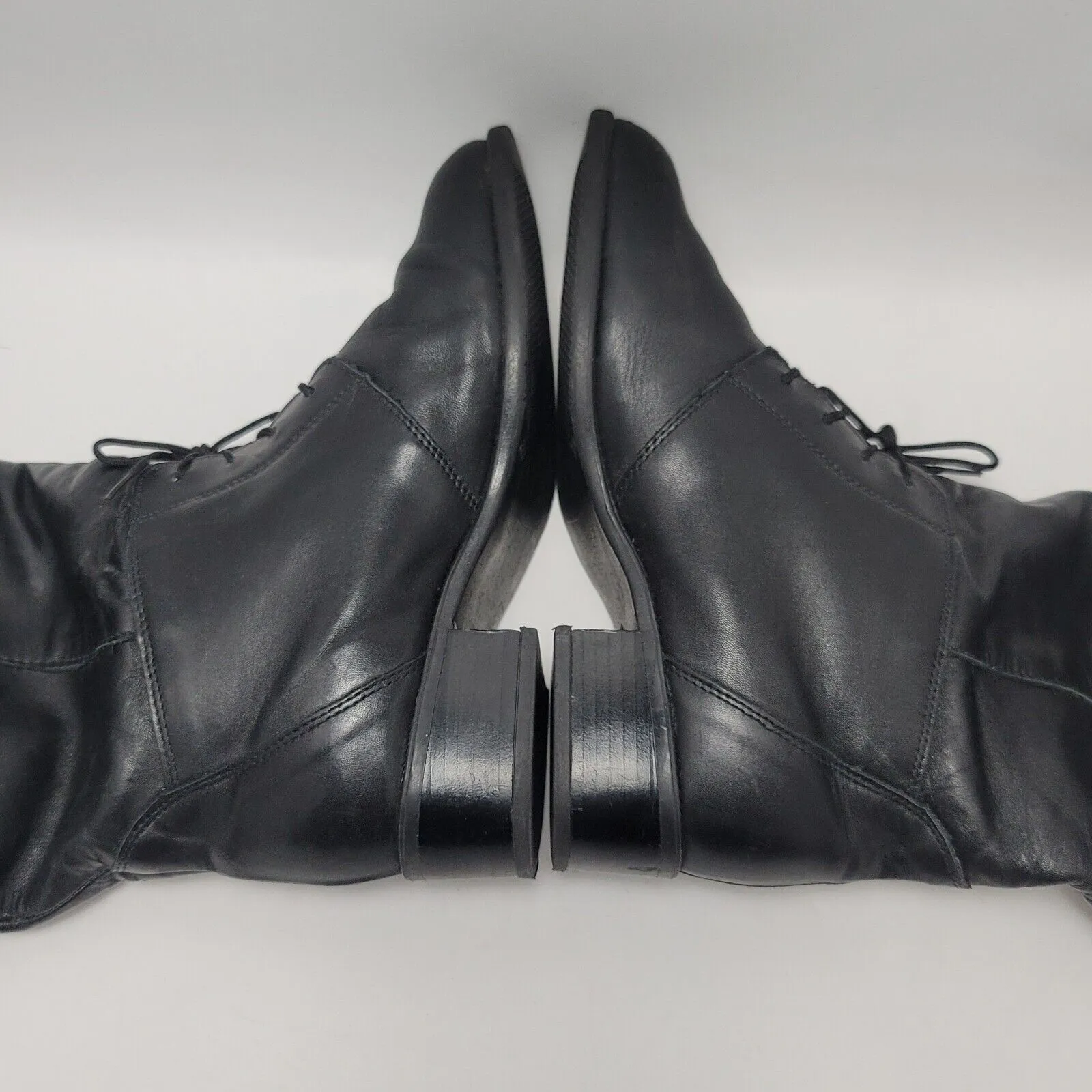 Vintage 90's Blondo Knee High Oxford Lace Up Black Leather Riding Boots Sz 9.5 B - Image 10