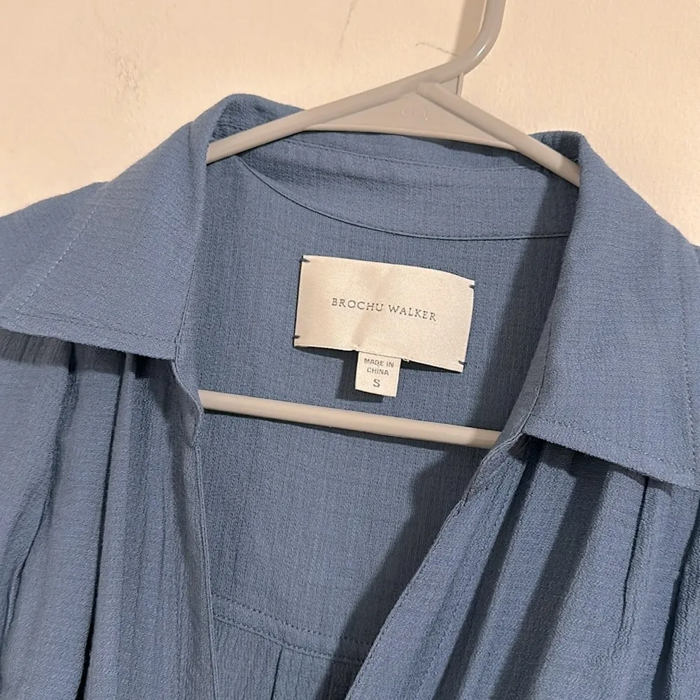 Brochu Walker Madsen oceanic Blue tie viscose summer wide leg blue jumpsuit - Image 4