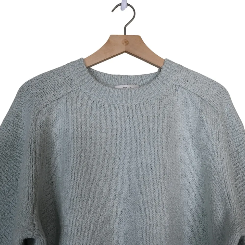 Vince Womens 1X Crewneck Organic Cotton Blend Pebbled Sweater in Mint NEW - Image 4