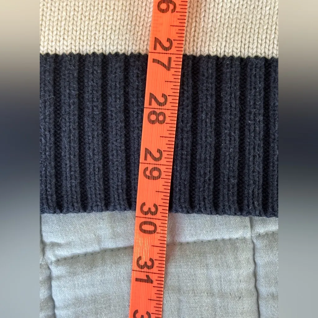 J. Crew Navy and White nautical preppy striped heavy knit sweater size Large - Image 7