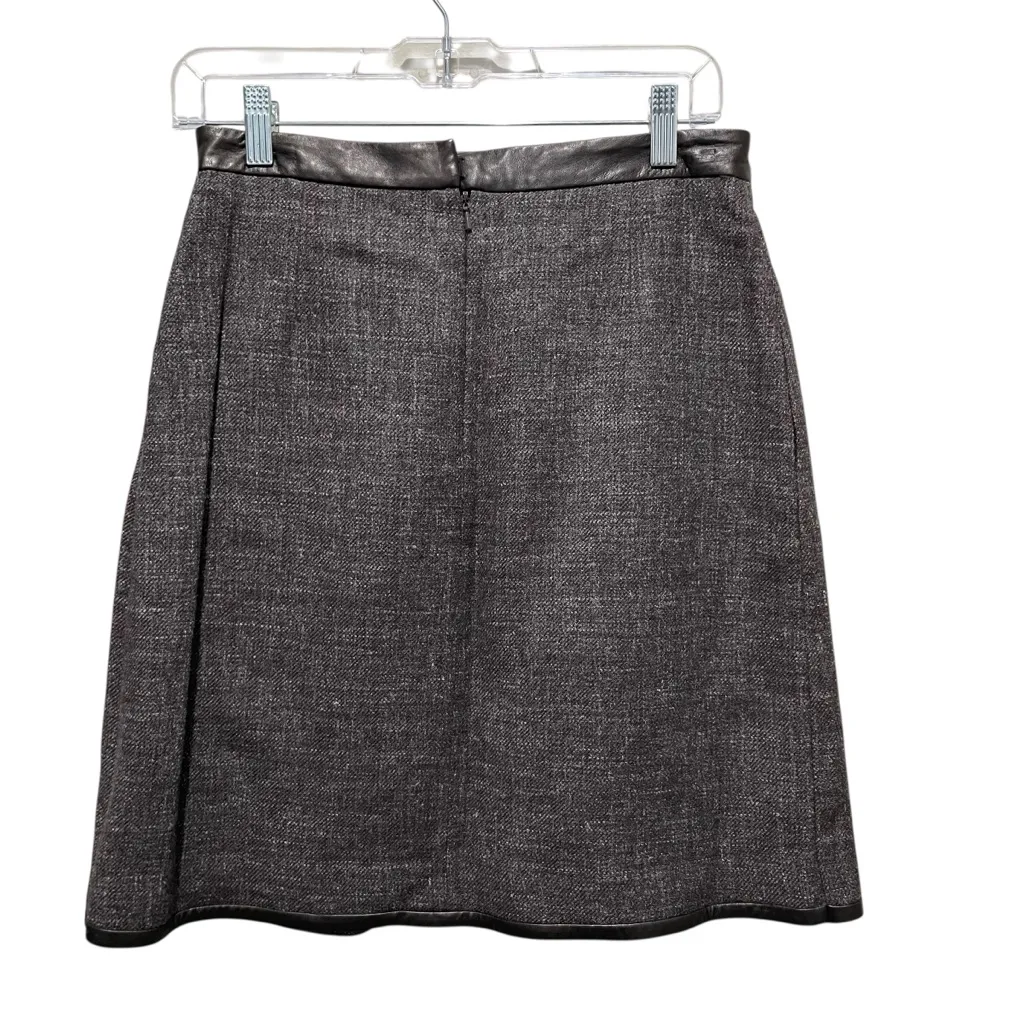 Robert Rodriguez Wool Blend Skirt Brown Leather Trim Waist Women Size 4 - Image 6