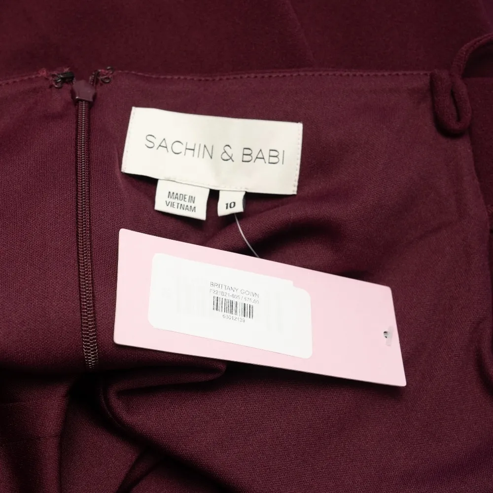 Sachin Babi Brittany Stretch Crepe Gown Deep Wine - Image 7